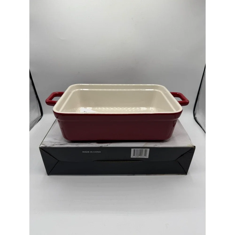 Servappetit Small Rectangular Stoneware Baker 7x10 Red Casserole Dish New